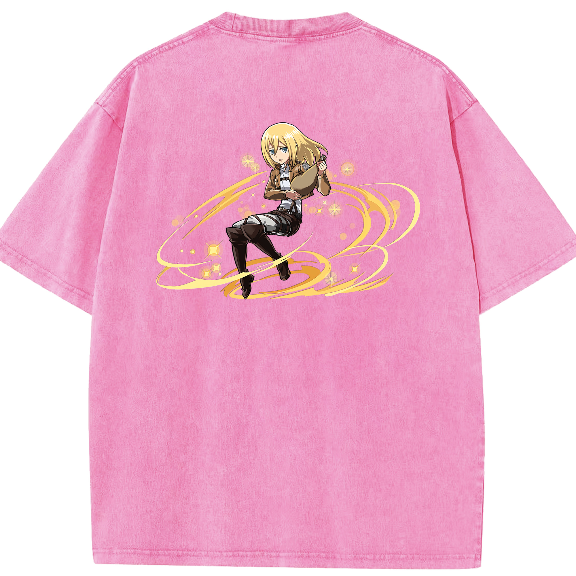 （画像用） 進撃の巨人 クリスタ·レンズ Attack on Titan Christa Lenz 綿100% ヴィンテージ風 半袖Tシャツ（背面プリント）